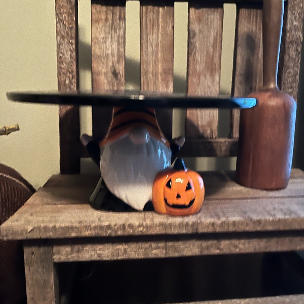 Ceramic Halloween gnome “pie or cookie” plate.